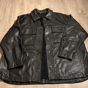 Zara Women’s Black Leather with Suade Interior Jacket